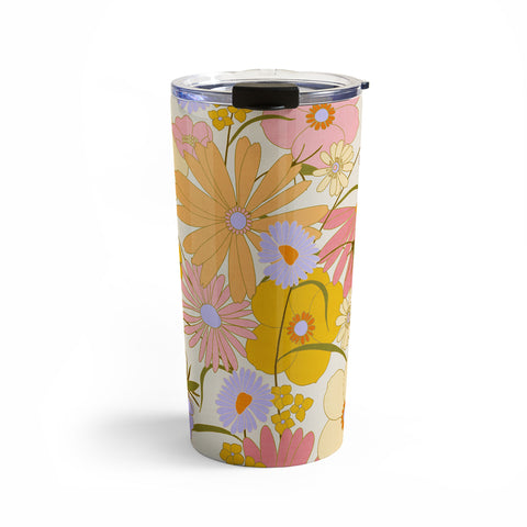 Iveta Abolina Purple Daisies 70s Cream Travel Mug