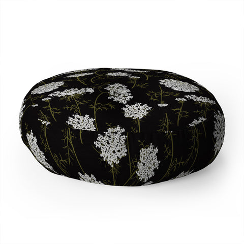 Iveta Abolina Queen Anne Lace Charcoal Floor Pillow Round