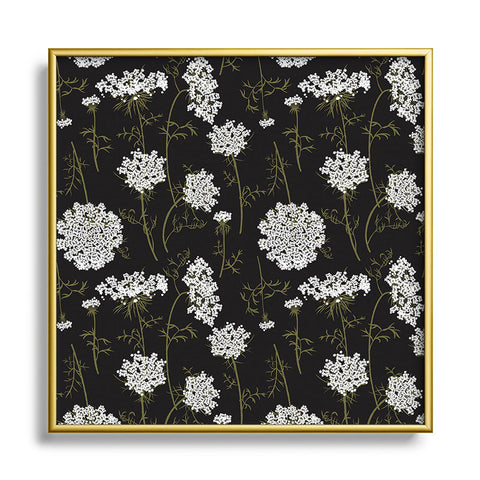Iveta Abolina Queen Anne Lace Charcoal Square Metal Framed Art Print