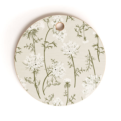Iveta Abolina Queen Anne Lace Cream Cutting Board Round