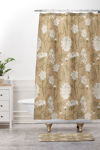 Iveta Abolina Queen Anne Lace Mustard Shower Curtain And Mat