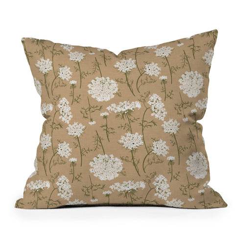 Iveta Abolina Queen Anne Lace Mustard Outdoor Throw Pillow