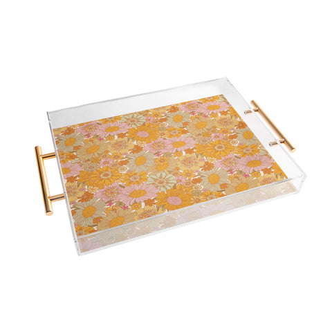 Iveta Abolina Retro Florals 70s Cream Acrylic Tray