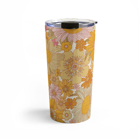 Iveta Abolina Retro Florals 70s Cream Travel Mug