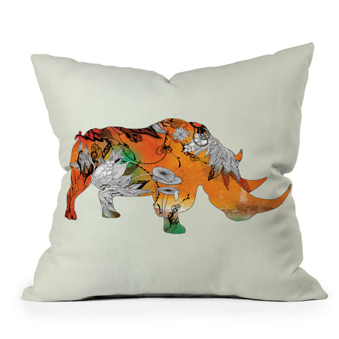 Iveta Abolina Rhino Outdoor Throw Pillow