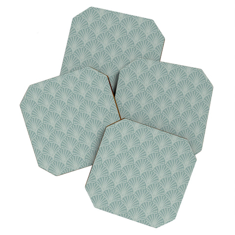 Iveta Abolina Scallop Fan Teal Coaster Set