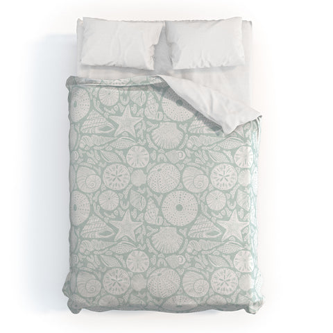 Iveta Abolina Sea Shells Sage Duvet Cover