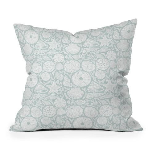 Iveta Abolina Sea Shells Sage Outdoor Throw Pillow