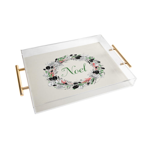 Iveta Abolina Silver Dove Christmas Noel Acrylic Tray