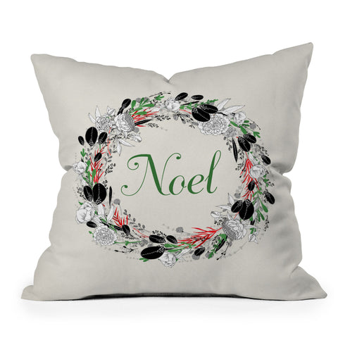 Iveta Abolina Silver Dove Christmas Noel Outdoor Throw Pillow