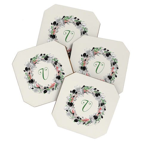 Iveta Abolina Silver Dove Christmas V Coaster Set