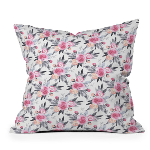 Iveta Abolina Snow Rose Outdoor Throw Pillow