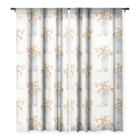 Iveta Abolina Strawberries in my Blue Boots Sheer Window Curtain