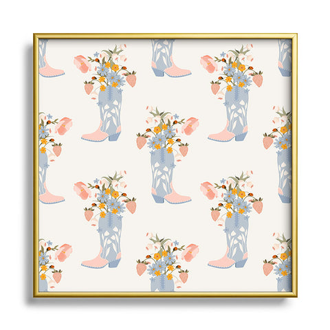 Iveta Abolina Strawberries in my Blue Boots Square Metal Framed Art Print