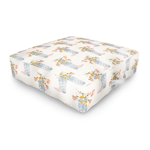 Iveta Abolina Strawberries in my Blue Boots Outdoor Floor Cushion