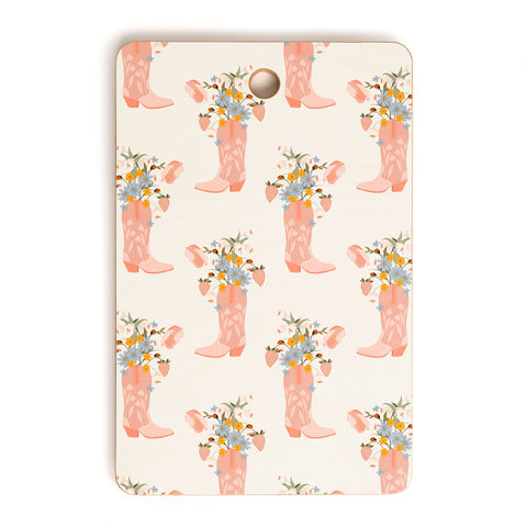 Iveta Abolina Strawberries in my Pink Boots Cutting Board Rectangle