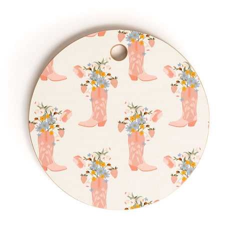 Iveta Abolina Strawberries in my Pink Boots Cutting Board Round