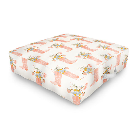 Iveta Abolina Strawberries in my Pink Boots Outdoor Floor Cushion
