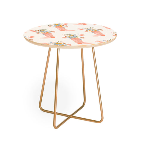 Iveta Abolina Strawberries in my Pink Boots Round Side Table