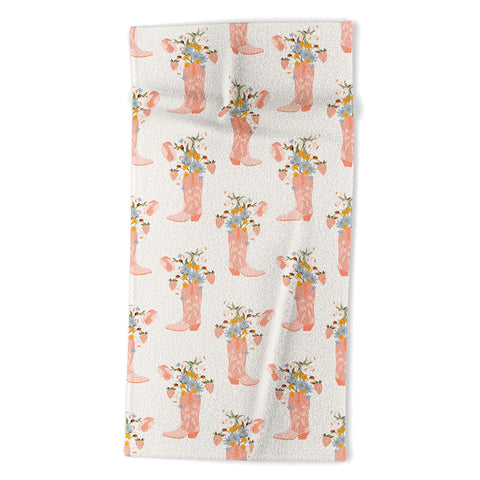 Iveta Abolina Strawberries in my Pink Boots Beach Towel