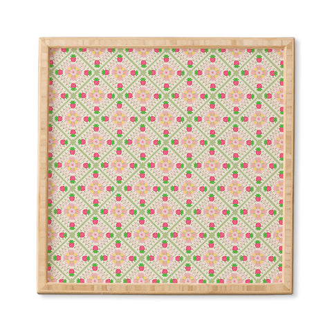 Iveta Abolina Strawberry Crochet Green Framed Wall Art