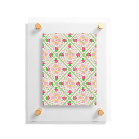 Iveta Abolina Strawberry Crochet Green Floating Acrylic Print