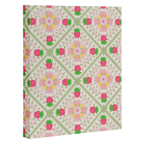 Iveta Abolina Strawberry Crochet Green Art Canvas