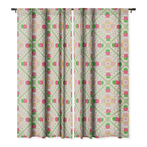 Iveta Abolina Strawberry Crochet Green Blackout Window Curtain