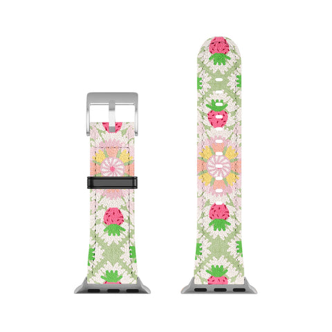 Iveta Abolina Strawberry Crochet Green Apple Watch Band