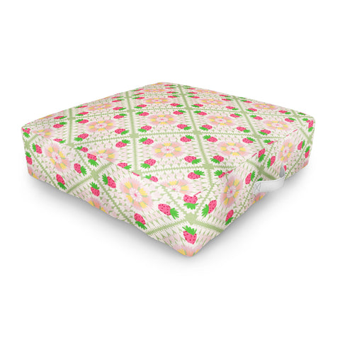 Iveta Abolina Strawberry Crochet Green Outdoor Floor Cushion