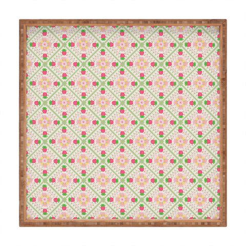 Iveta Abolina Strawberry Crochet Green Square Tray