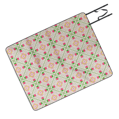 Iveta Abolina Strawberry Crochet Green Picnic Blanket