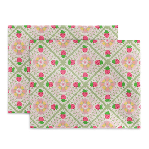 Iveta Abolina Strawberry Crochet Green Placemat