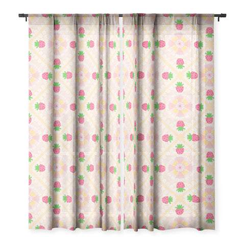 Iveta Abolina Strawberry Crochet Yellow Sheer Window Curtain