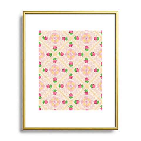 Iveta Abolina Strawberry Crochet Yellow Metal Framed Art Print