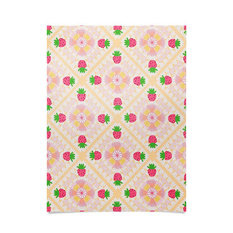 Iveta Abolina Strawberry Crochet Yellow Poster