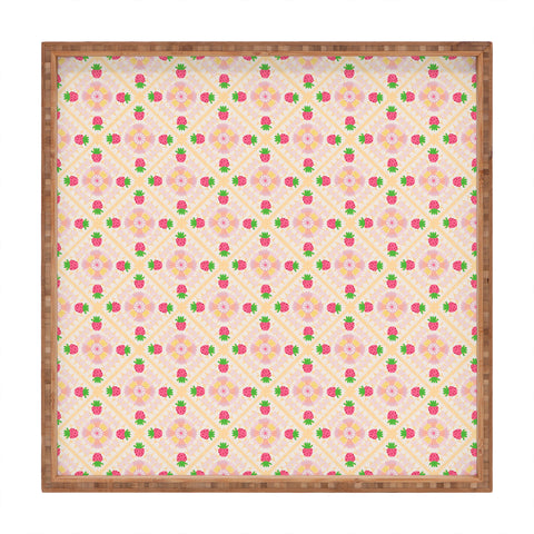 Iveta Abolina Strawberry Crochet Yellow Square Tray
