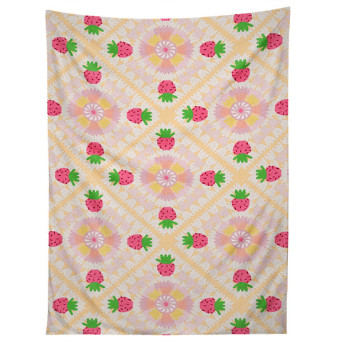 Iveta Abolina Strawberry Crochet Yellow Tapestry