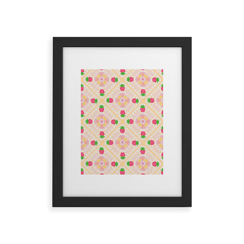 Iveta Abolina Strawberry Crochet Yellow Framed Art Print