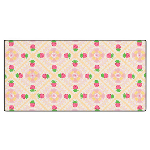 Iveta Abolina Strawberry Crochet Yellow Desk Mat