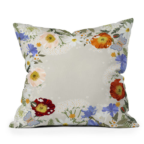 Iveta Abolina Summer Blooms Soft Sage Outdoor Throw Pillow
