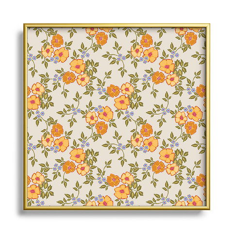 Iveta Abolina Sunny Florals Beige Square Metal Framed Art Print