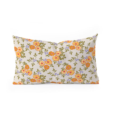 Iveta Abolina Sunny Florals Beige Oblong Throw Pillow