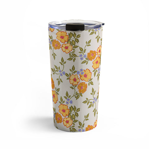 Iveta Abolina Sunny Florals Beige Travel Mug