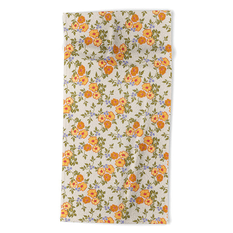 Iveta Abolina Sunny Florals Beige Beach Towel