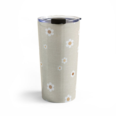 Iveta Abolina Tossed Daisies Neutral Travel Mug