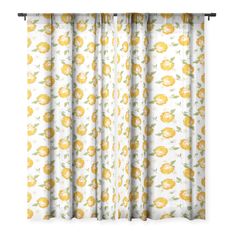 Iveta Abolina Tossed Oranges on White Sheer Non Repeat