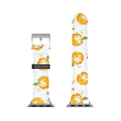 Iveta Abolina Tossed Oranges on White Apple Watch Band