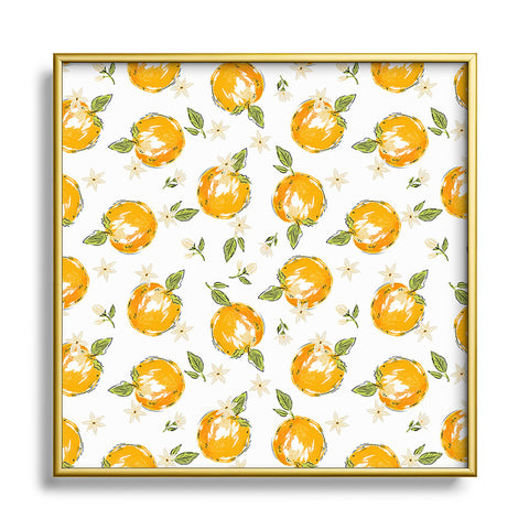 Iveta Abolina Tossed Oranges on White Square Metal Framed Art Print