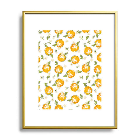 Iveta Abolina Tossed Oranges on White Metal Framed Art Print